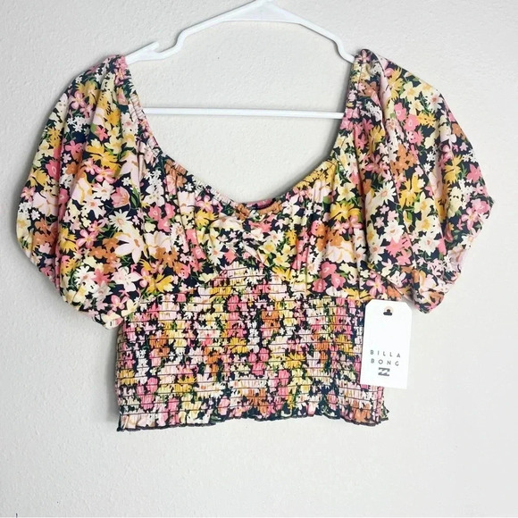 NWT Billabong Get Along Puff Sleeve Ruffle Top size L - Picture 4 of 11